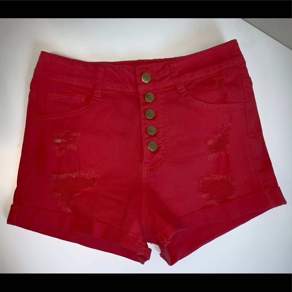 Salmon Pink Jean Shorts